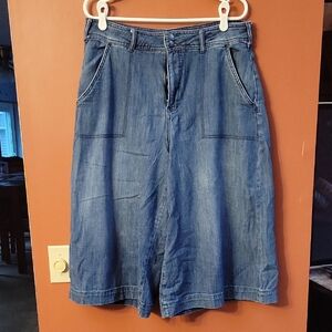 Pilcro Blue Denim Midi Skirt with Front Pockets